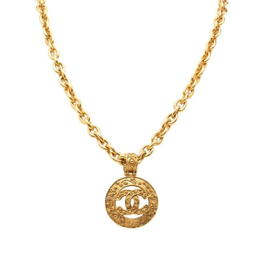 Chanel CC Logo Chain Long Necklace Plated Gold